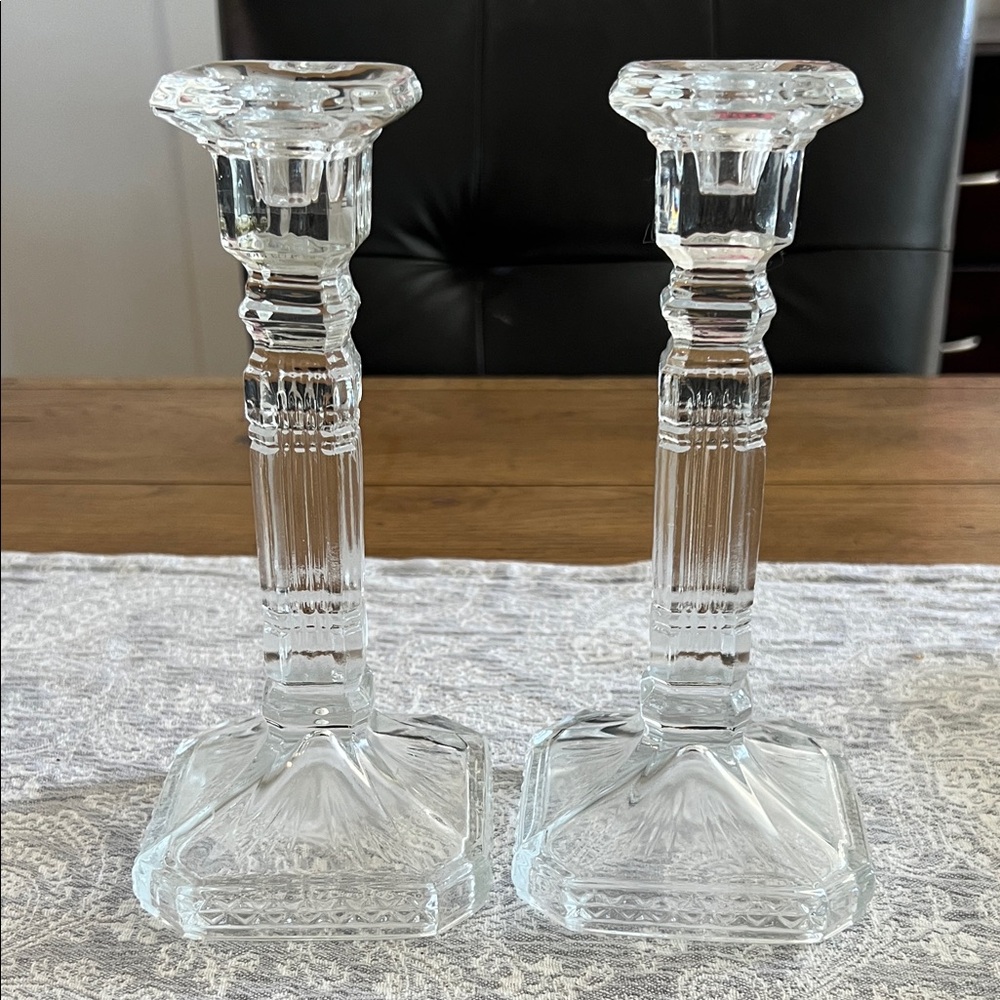 Elegant Clear Glass Candle Holders